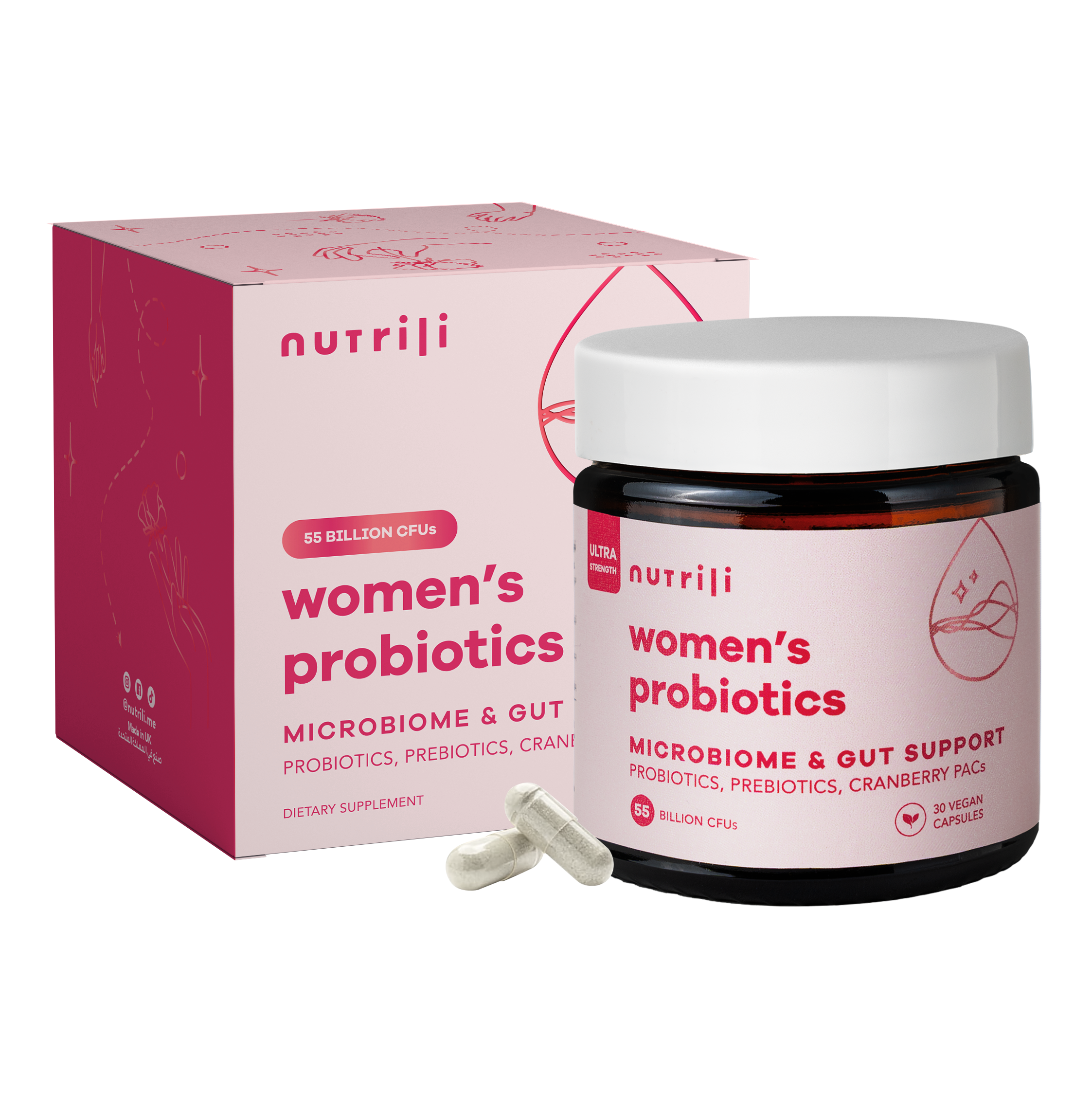 مكمل البريبايوتك والبروبيوتيك للنساء من Nutrili